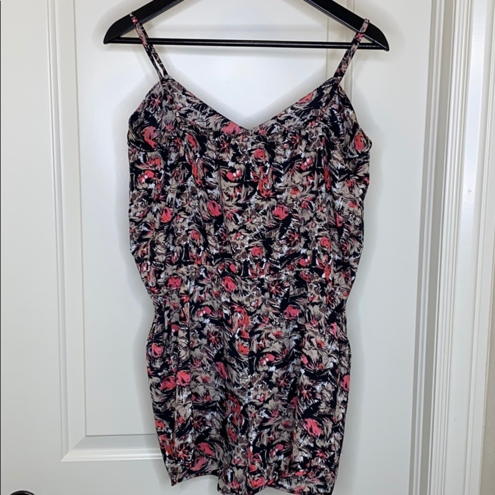 Urban Outfitters black print waist tie romper